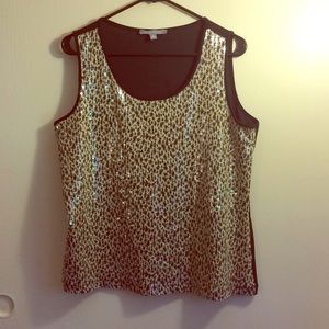 NEVER WORN: Leopard print sequined blouse